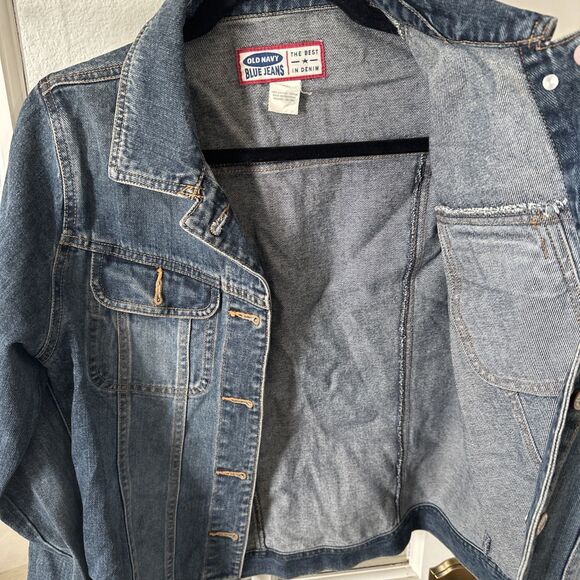 Old Navy Jean Jacket Womens Medium Dark Wash Blue Denim - Picture 5 of 13